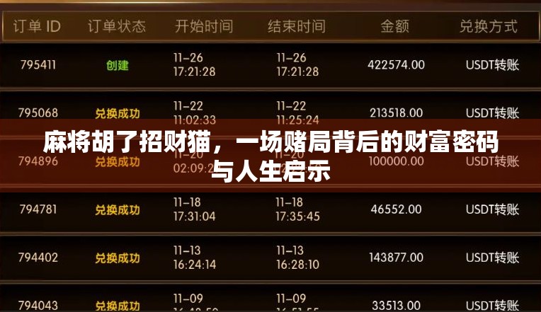 麻将胡了招财猫，一场赌局背后的财富密码与人生启示